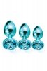 Nixie metal butt plug trainer set, blue metallic